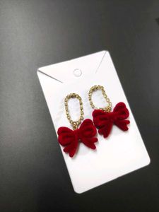 Red Velvet Bow Earrings