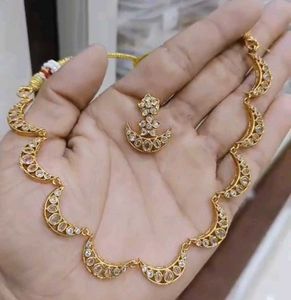 Gold Crescent Necklace & Earring Set