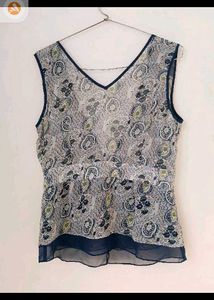 Sheer Paisley Print Sleeveless Top