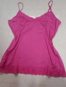 Fuchsia Lace Trim Camisole Top