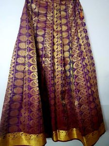 Purple & Gold Silk Brocade Skirt