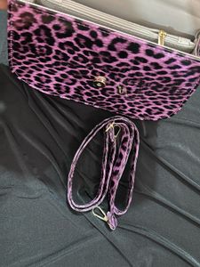 Purple Glossy Leopard Print Shoulder Bag
