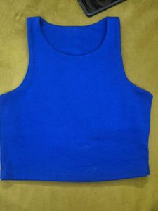 Vibrant Blue Ribbed Cropped Tank Top