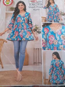 Blue Floral Print Kurta