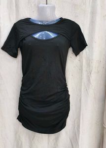 I. Chic Black Ruched Cut-Out Dress