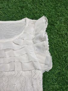 Elegant White Lace Ruffle Top