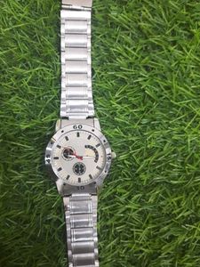 Men's Silver Metal Band Watch