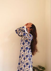 Blue Floral Print Kurta