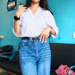 Korean Striped V-Neck Casual shirt