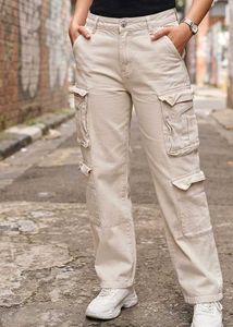 White Cargo Baggy Pants