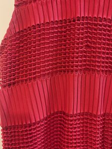 Elegant Red Pleated Maxi Dress with Embellishments