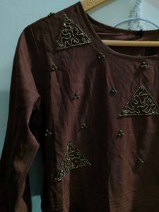 Elegant Brown Ethnic Aline Kurta