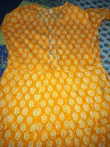 Orange Printed Kurta
