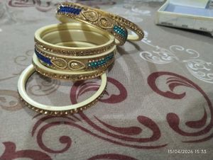 Elegant Gold Bangles with Gemstones