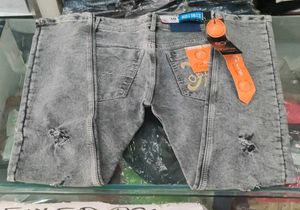 Distressed Gray Denim Jeans