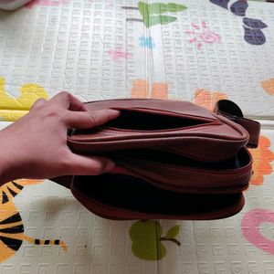 Men Brown Faux Leather Crossbody Bag