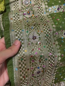Beautiful Green Saree with Embellishments