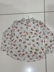 Floral Print Tie-Neck Top