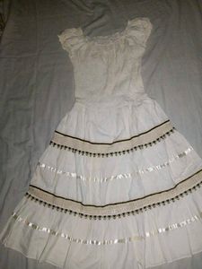 White Peasant Style Dress