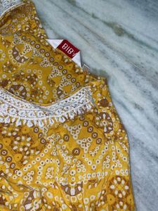 Stylish Yellow Printed Kurta