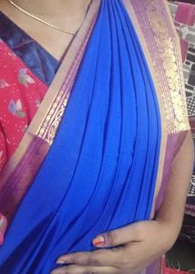 Blue Cotton saree with Blouse