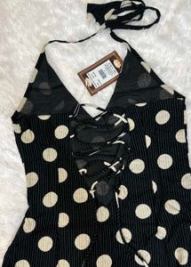 NISHORAMA Polka Dot Printed Halter Neck