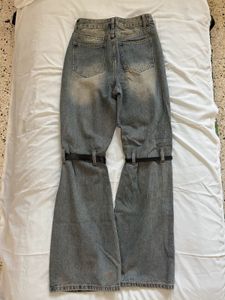 Unique belted wide leg-bootcut jeans