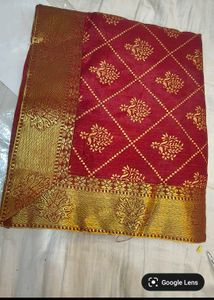 Beautiful Red &amp; Gold Banarasi Silk Saree