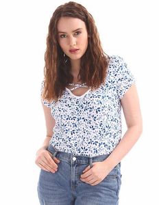 GAP Printed T-shirt with cutout neck