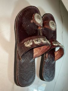 PURE Embellished Brown Leather Sandals