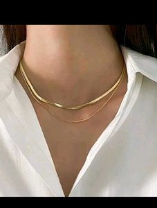 Layered Gold Tone Snake Chain Necklace