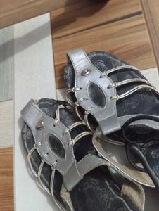 Silver Embellished Flat Sandals