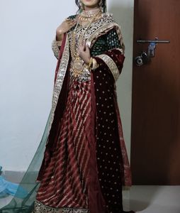 Bridal Saree with stitched blouse and 2 dupatta
