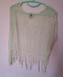 Sheer Lace Fringe Top