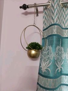 Set Of 2 Golden Metal Hanging Pot