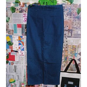 Denim Midi Skirt with Slit