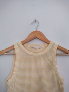 MANGO Yellow Gingham Tank Top