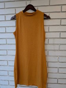 Sleeveless Ribbed Mock Neck Dress