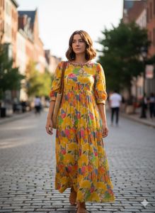 Floral Yellow Maxi Dress