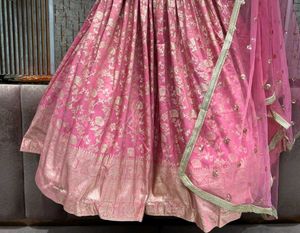 Stunning Pink Brocade Lehenga Choli Set