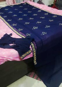 Embroidered Blue Saree