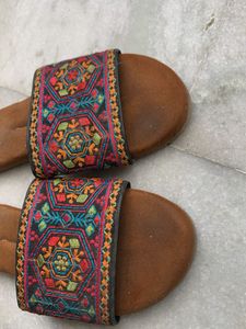 Embroidered Slide Sandals