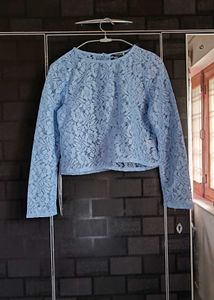 Light Blue Lace Crop Top