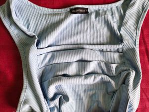 Light Blue Striped Sleeveless Top