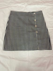 Classic Gingham Button-Up Mini Skirt