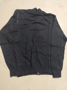 Men's Black Zip-Up Jacket with Green Stripes