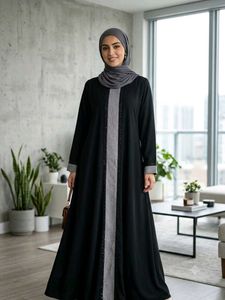 Elegant Abaya with Embellished Front