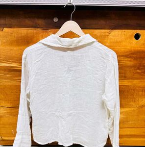 White Linen Button-Up Shirt