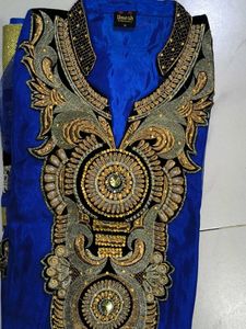 Royal Blue Embroidered Kurta Set