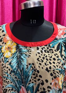 Vibrant Tropical Print Tunic Top